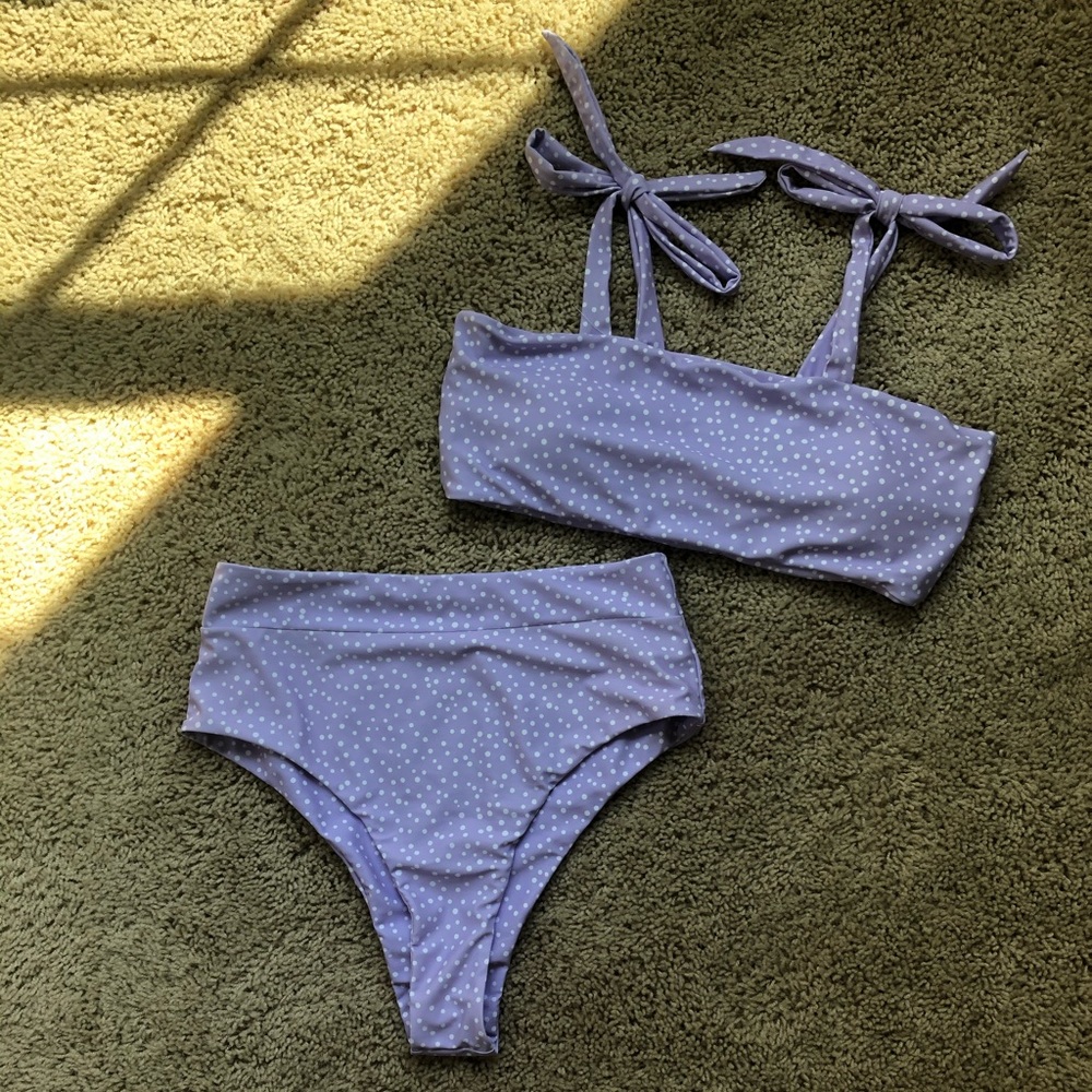 Purple Polka Dot High Waisted Bikini